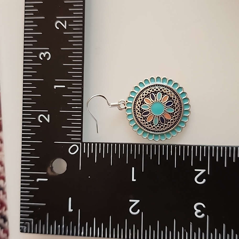 Boho Gypsy Sisters Turquoise and Black Earrings - Picture 2 of 4